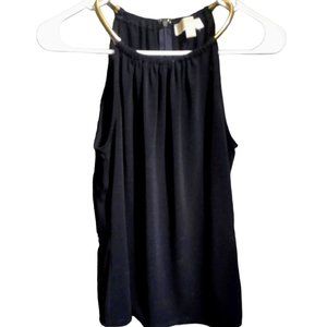 Michael Kors NWOT Black Tank Top with Golden Straps, Size - XS, Zippper on Back